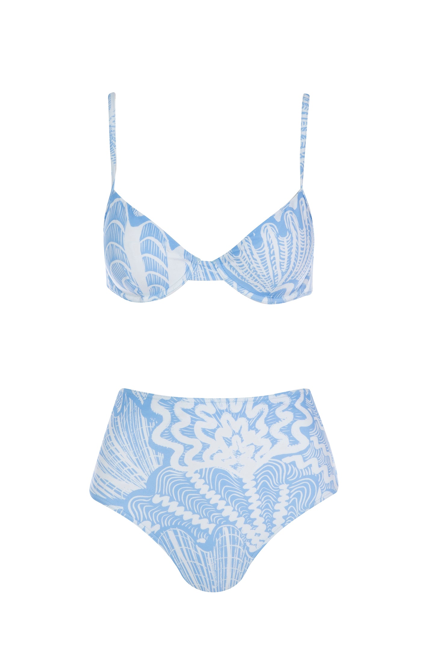 Shellegance Blue Abstract Shells - Lyra Bikini Top