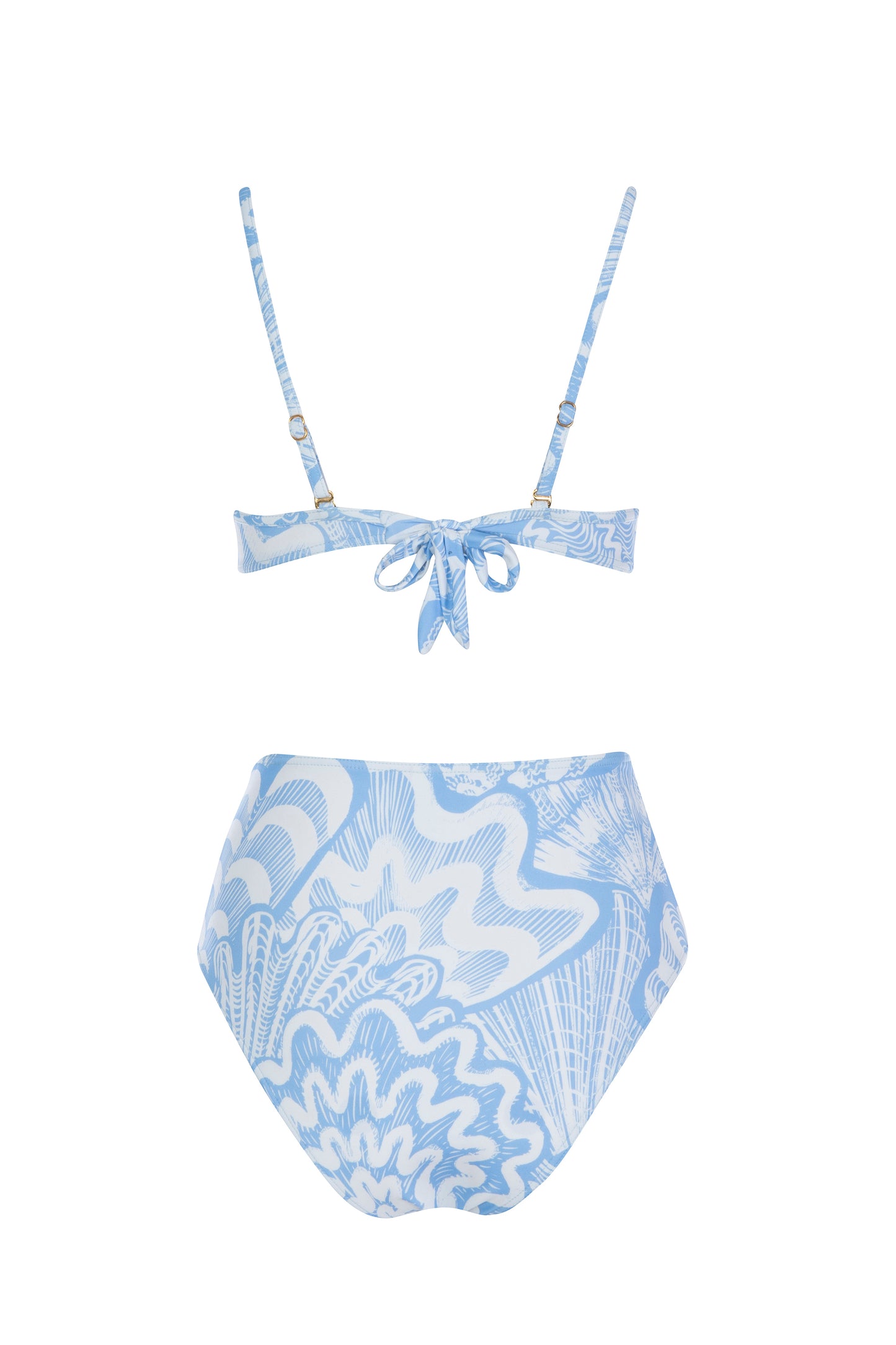 Shellegance Blue Abstract Shells - Lyra Bikini Top