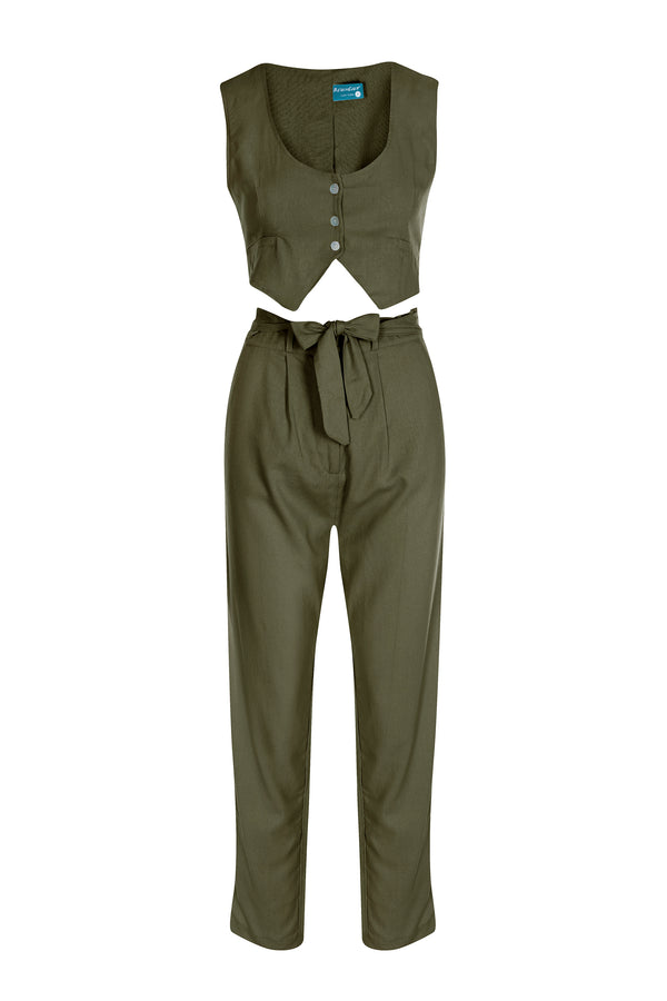 Olive - Linen waistcoat  (PRE -ORDER)