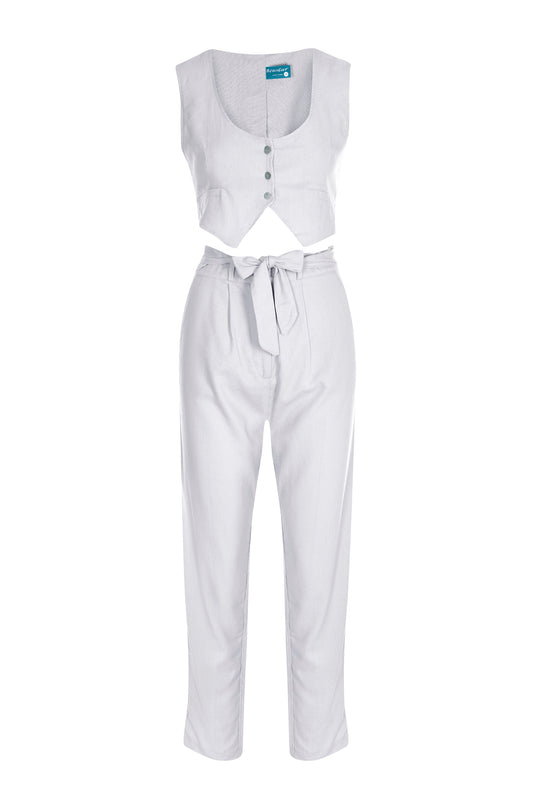 White - Linen Tapered Pants