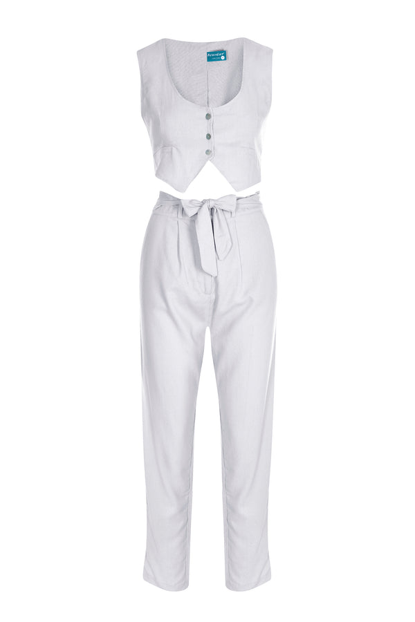 White - Linen Tapered Pants(PRE- ORDER)