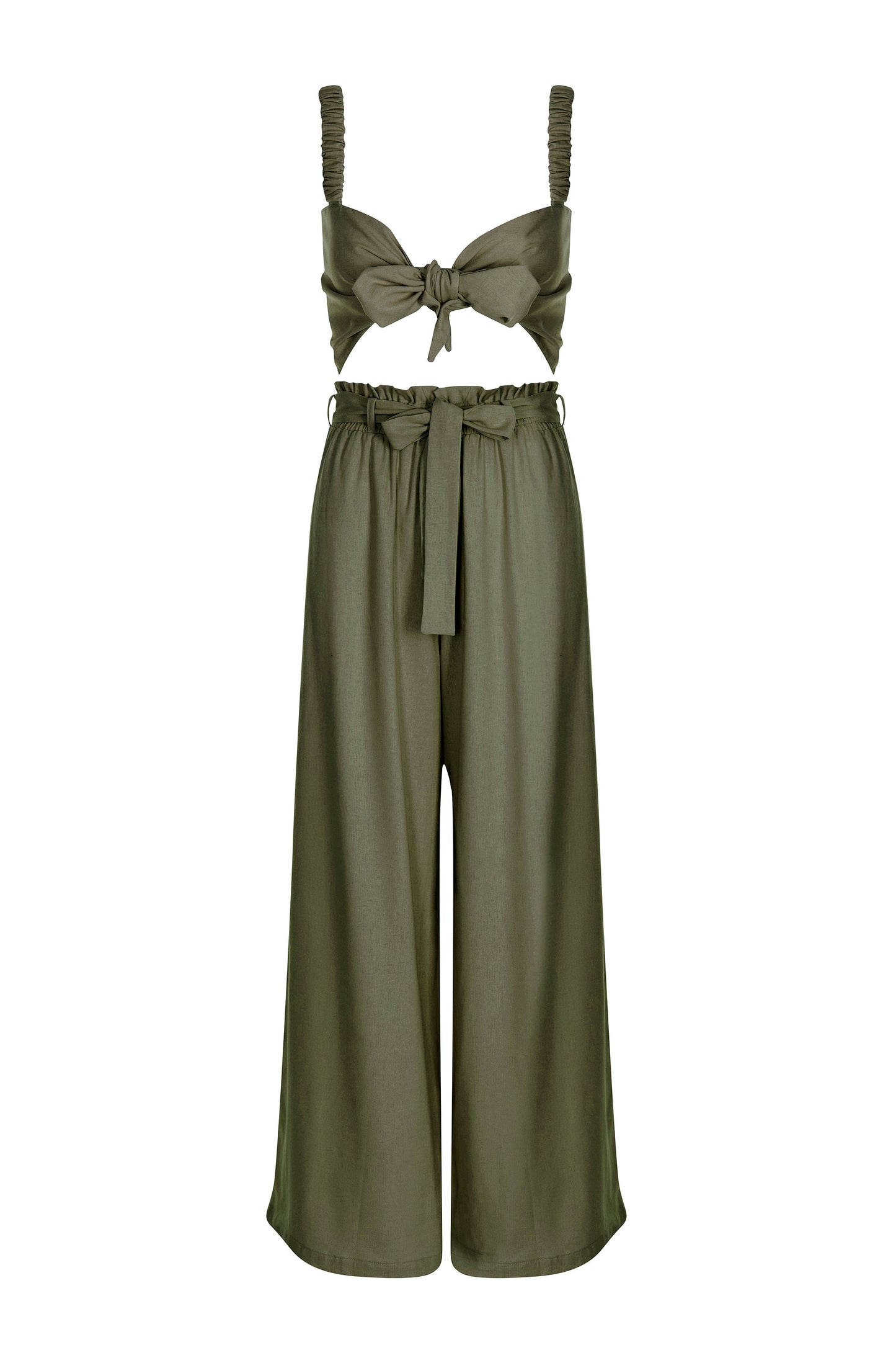 Olive - Linen Palazzo Pants