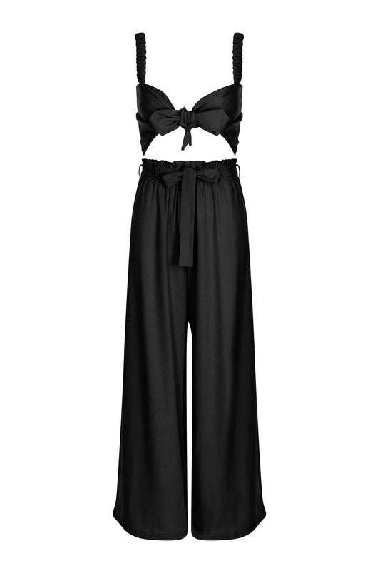 Black - Linen Palazzo Pants