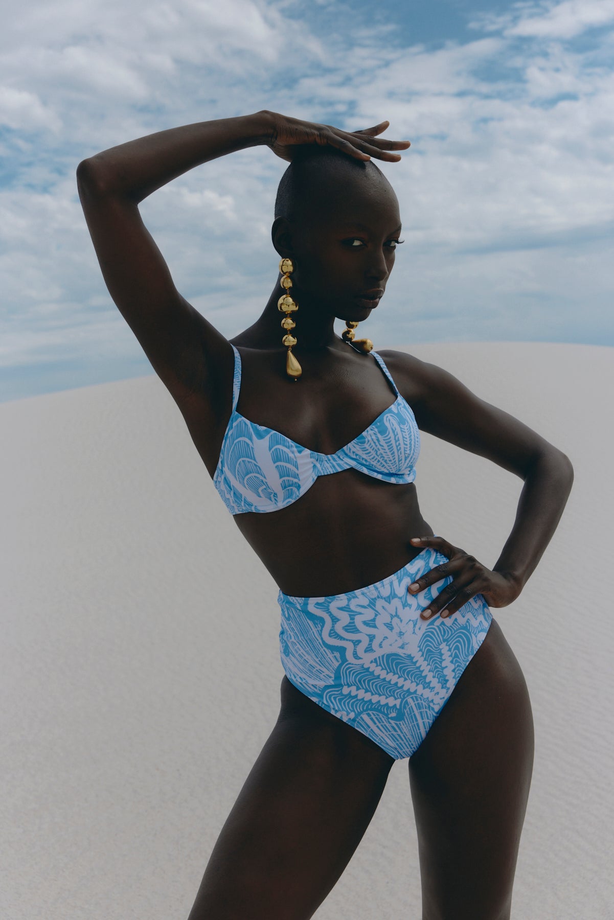 Shellegance Blue Abstract Shells - Lyra Bikini Top