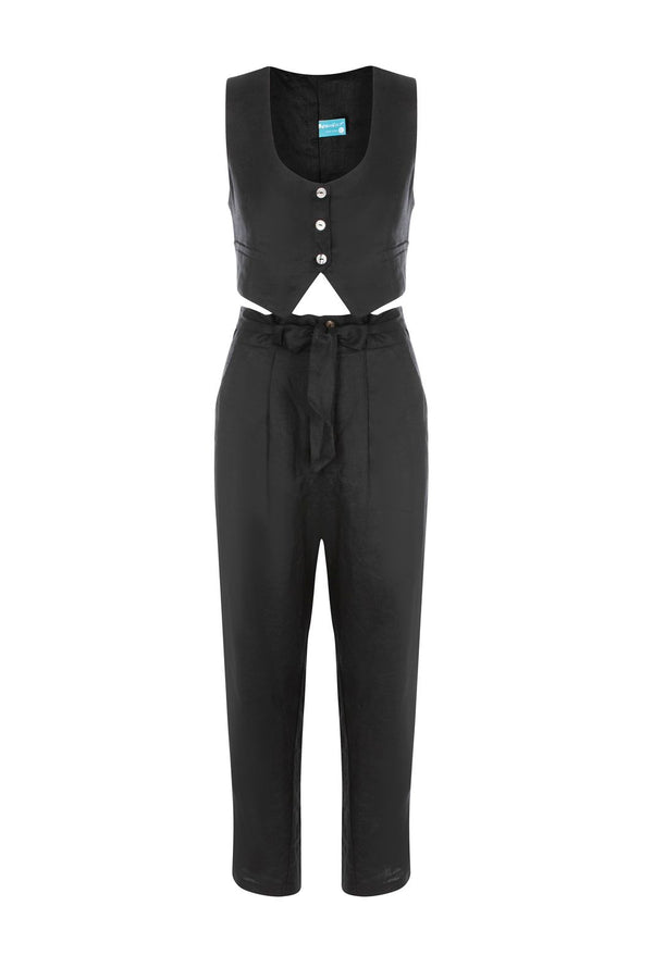 Black- Linen Tapered Pants(PRE- ORDER)
