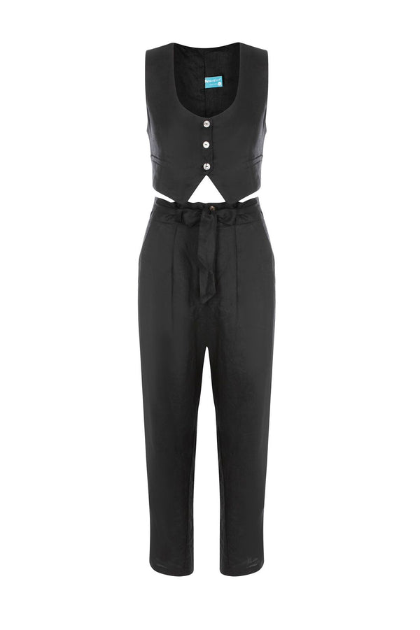 Black - Linen waistcoat  (PRE -ORDER)