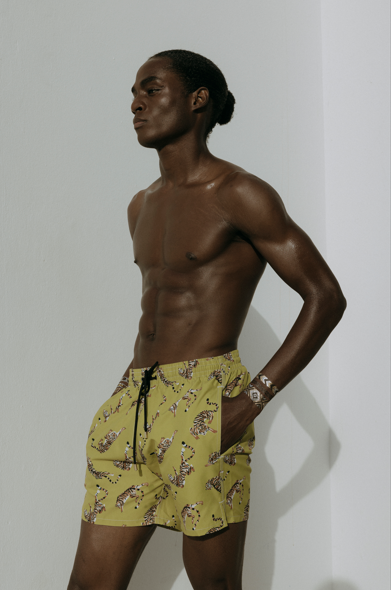 Pistachio Tiger - Men's Swim Trunks