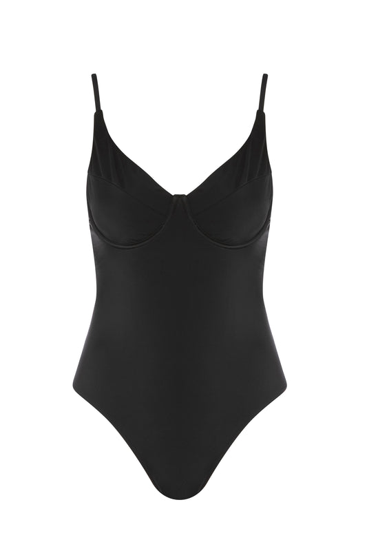 Black - Underwire One Piece Swimsuit