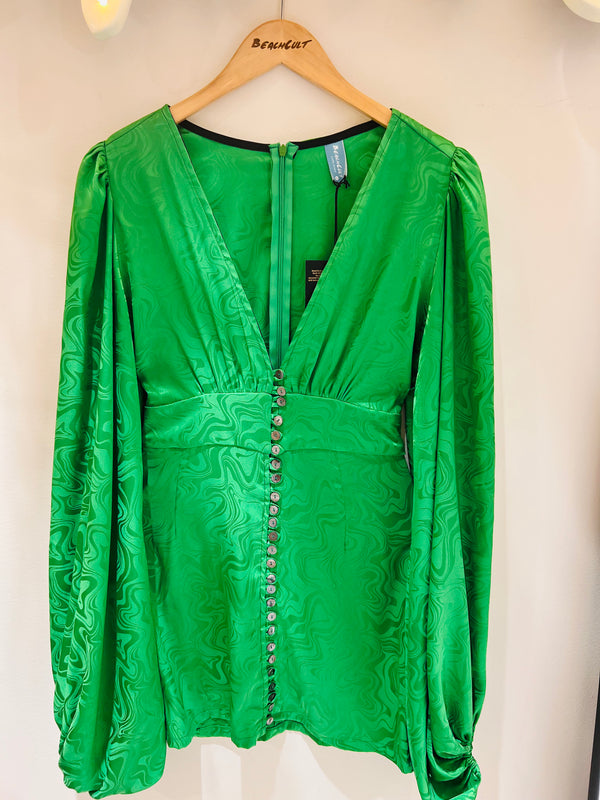 Belle Sleeve Dress - Green swirl