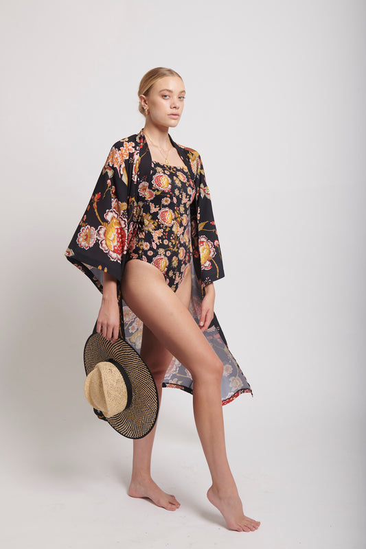 Vintage Floral Noir - Kimono