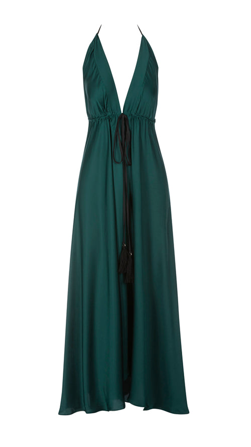 Bottle green color-  Ibiza dress -