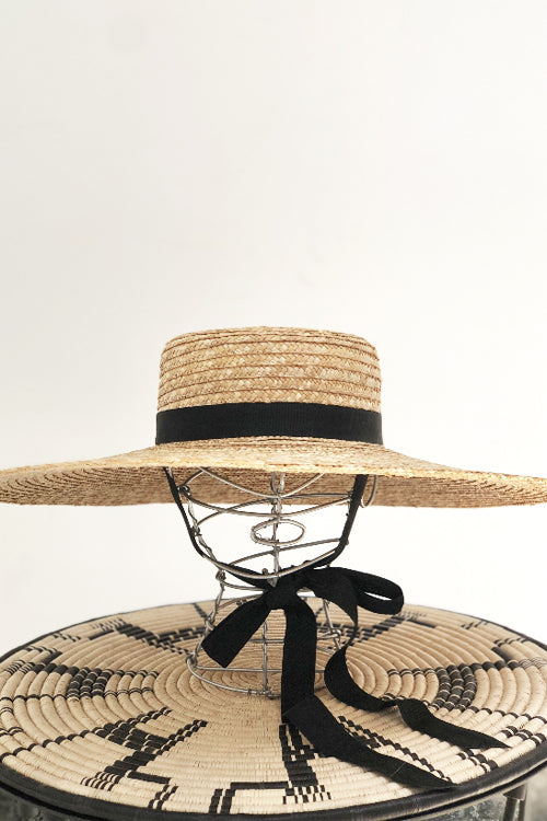 Straw Wide Brim Ribbon Hat