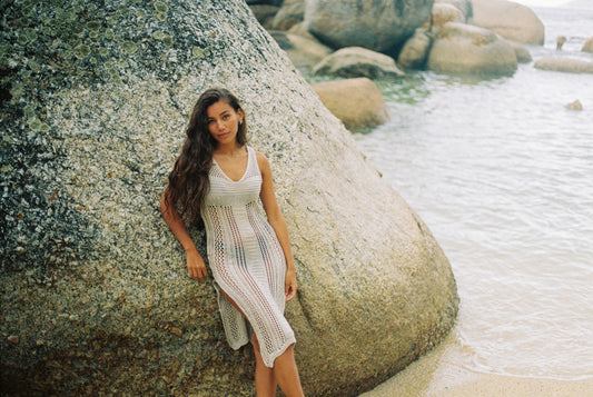 Knit beach dress slit